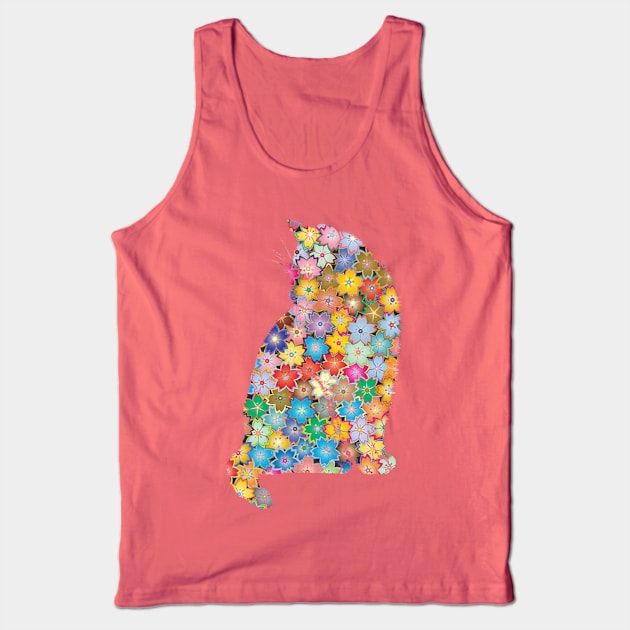 Floral cat design Tank Top by LiliMagic